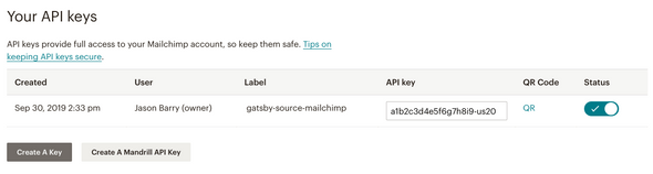 New API key